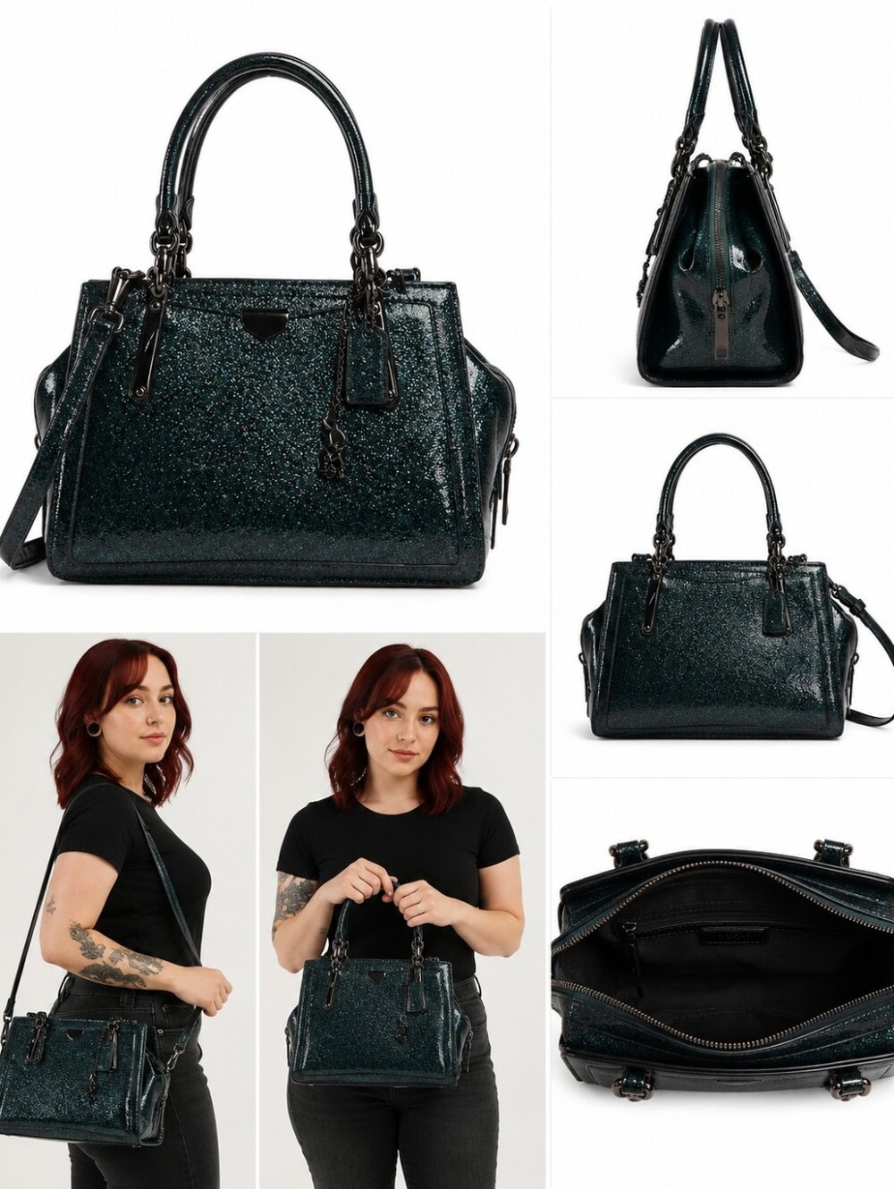 Coach Dreamer Mini Black Patent Satchel with Detachable Strap